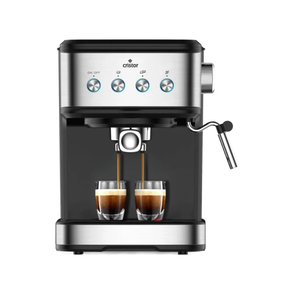 Machine A Café 3 en 1 CRISTOR Capsules et Café moulu -20 BARS-1100 W- Noir Inox