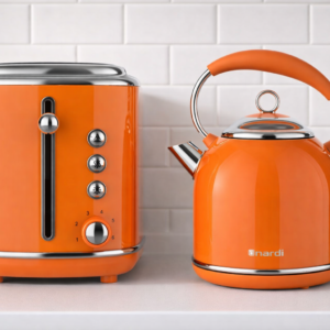 Ensemble Classique NARDI Bouilloire & Grille-Pain Rétro Orange