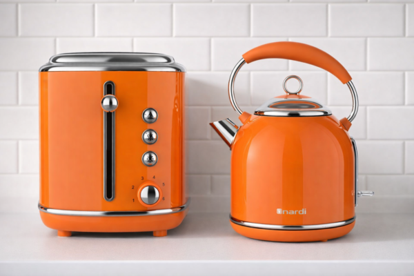 Ensemble Classique NARDI Bouilloire & Grille-Pain Rétro Orange